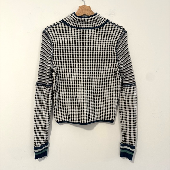 We The Free x Free People Ivory Combo Gamer Cuff Mock Neck Sweater Medium - Picture 6 of 7